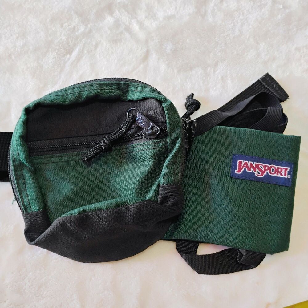 Vintage 90s JanSport Fanny Pack Water Bottle Holder USA Hip Bag Green Hiking EUC - Picture 8 of 16